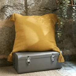 EMINZA Coussin carré gaze de coton (40 x 40 cm) Gaïa Jaune safran Discount