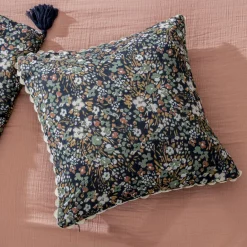 EMINZA Coussin carré gaze de coton (40 x 40 cm) Constance Bleu nuit