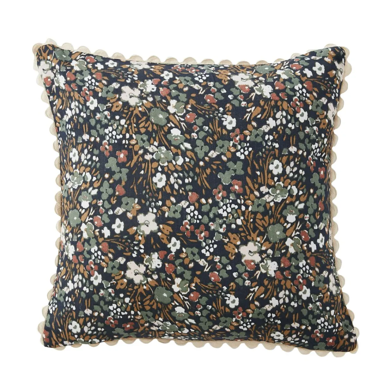EMINZA Coussin carré gaze de coton (40 x 40 cm) Constance Bleu nuit