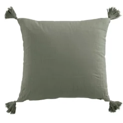 EMINZA Coussin carré gaze de coton (40 x 40 cm) Gaïa Vert romarin