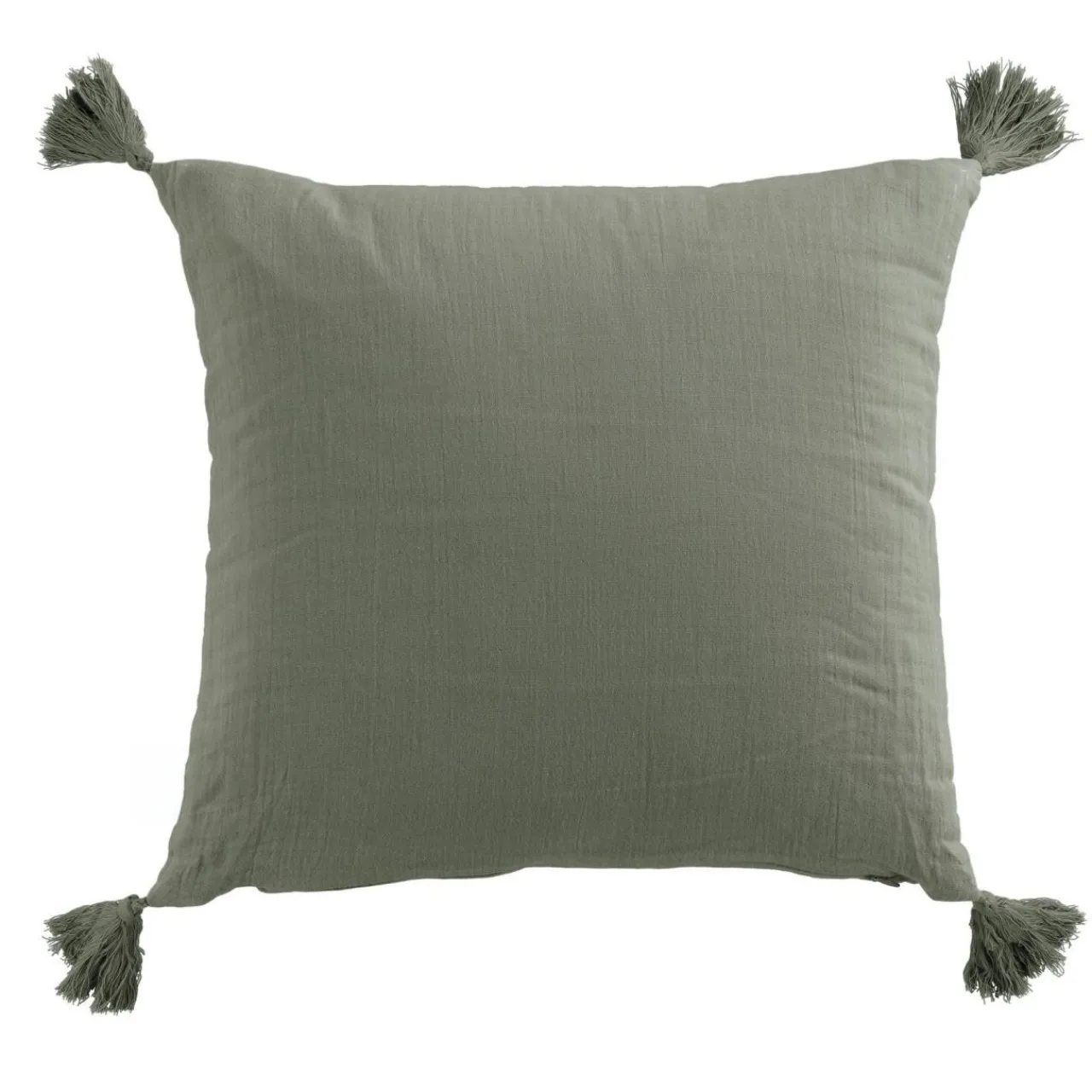 EMINZA Coussin carré gaze de coton (40 x 40 cm) Gaïa Vert romarin