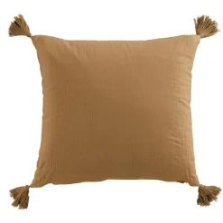 EMINZA Coussin carré gaze de coton (40 x 40 cm) Gaïa Camel New
