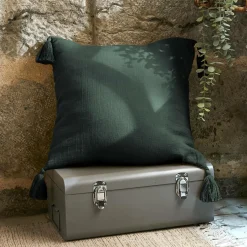 EMINZA Coussin carré gaze de coton (40 x 40 cm) Gaïa Vert sapin Sale