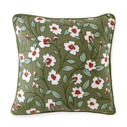EMINZA Coussin carré gaze de coton (45 x 45 cm) Gaïa Marguerite Vert Romarin Best