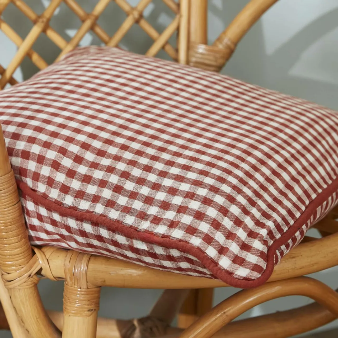 EMINZA Coussin carré gaze de coton (45 x 45 cm) Gaïa vichy Terracotta