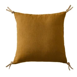 EMINZA Coussin carré lin lavé (45 cm) Louise Caramel