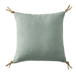 EMINZA Coussin carré lin lavé (45 cm) Louise Vert Eucalyptus Best