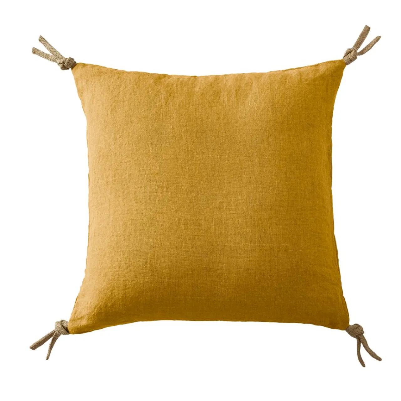 EMINZA Coussin carré lin lavé (45 cm) Louise Jaune moutarde Best