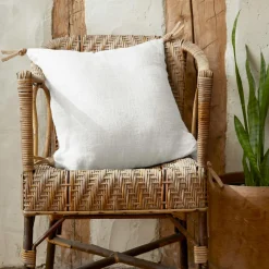 EMINZA Coussin carré lin lavé (45 cm) Louise Blanc Sale