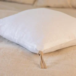 EMINZA Coussin carré lin lavé (45 cm) Louise Blanc Sale