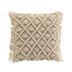 douceur d'intu017drieur Coussin carré macramé (40 x 40 cm) Indy Taupe New