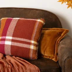 Atmosphera, cru017dateur d'intu017drieur Coussin carré nid d'abeille (45 x 45 cm) Owen Terracotta Discount