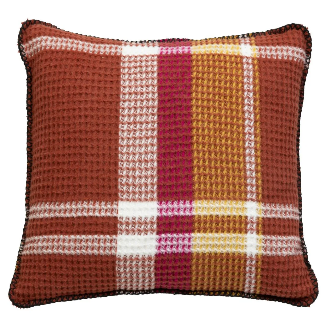 Atmosphera, cru017dateur d'intu017drieur Coussin carré nid d'abeille (45 x 45 cm) Owen Terracotta Discount