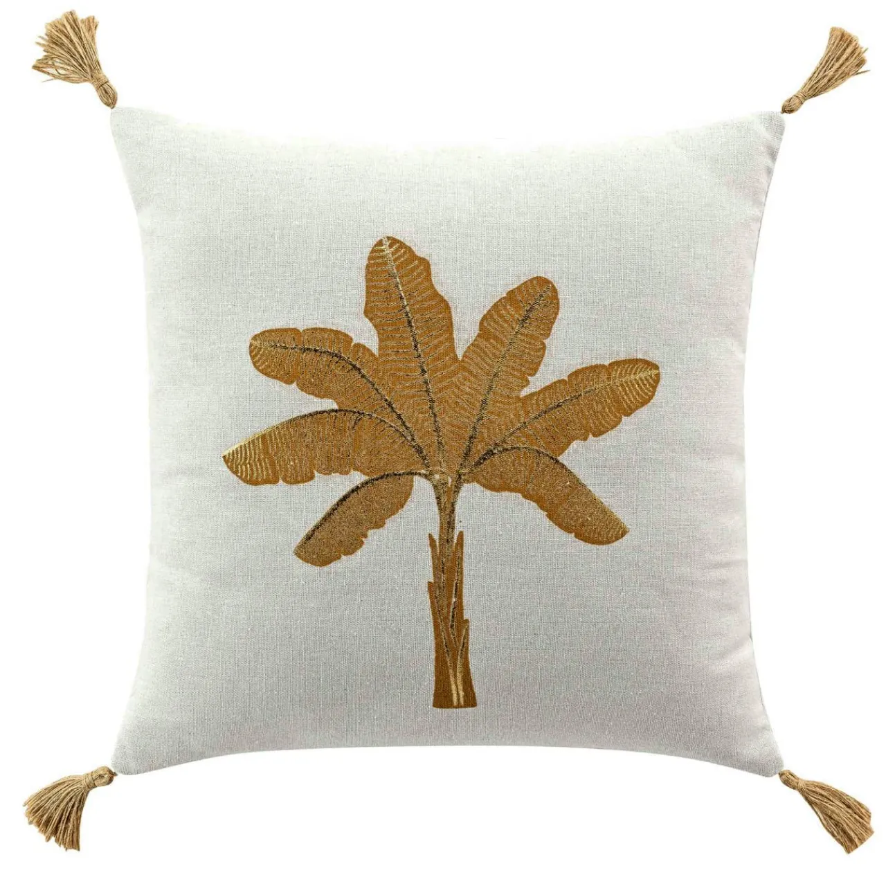 DOUCEUR D'INTERIEUR Coussin carré pompons (45 x 45 cm) Théa Marron Online