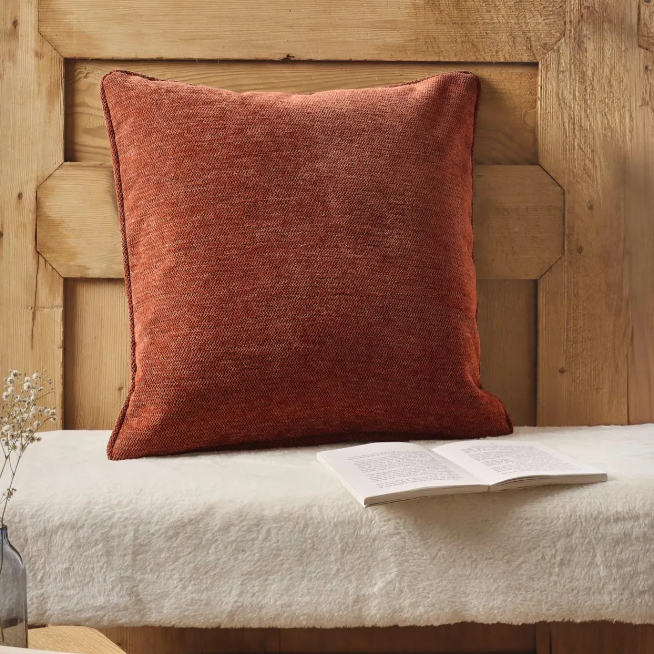 EMINZA Coussin carré tissé (45 x 45 cm) Magnus Terracotta Sale