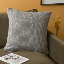 EMINZA Coussin carré tissé (50 x 50 cm) Oscar Gris Anthracite Best