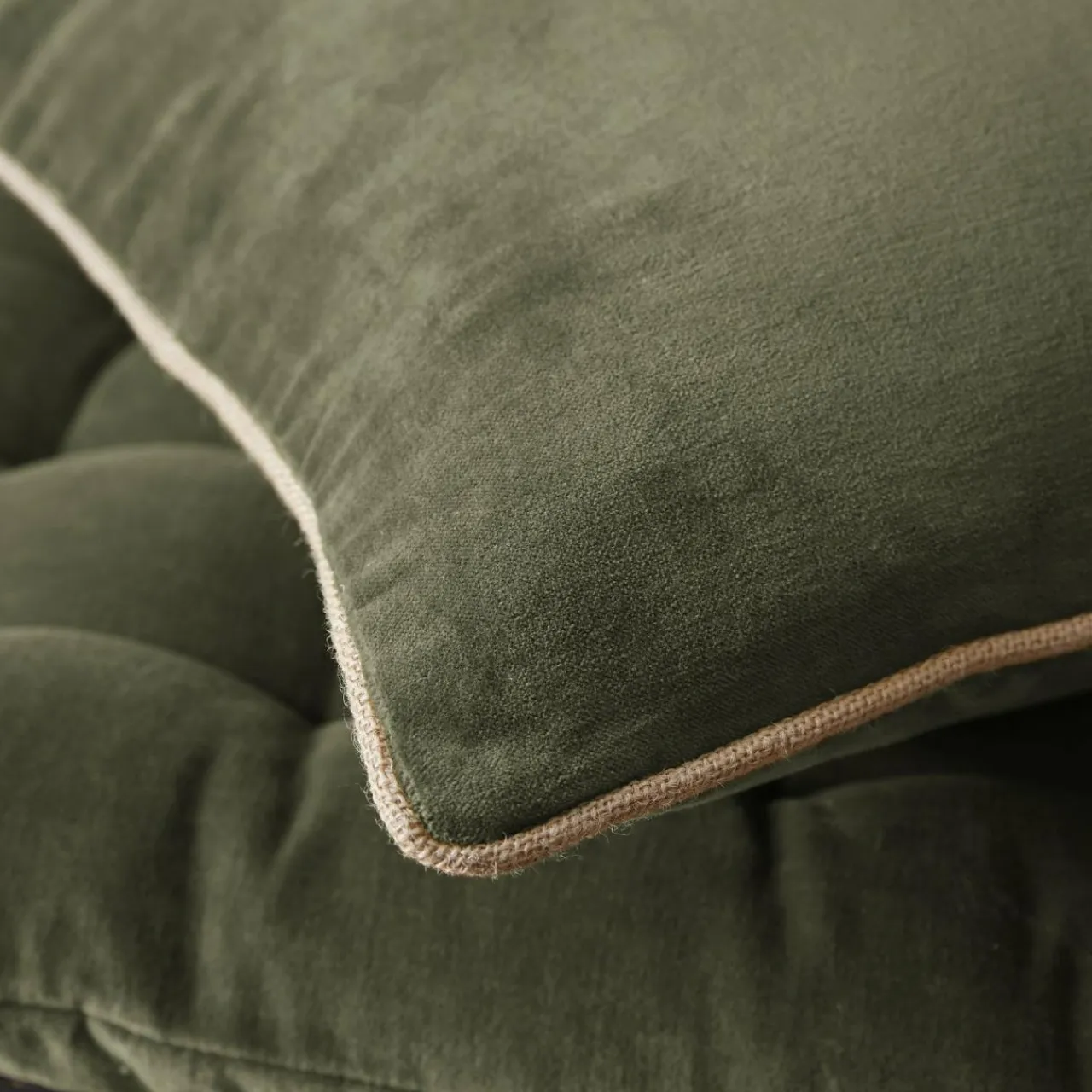 EMINZA Coussin carré velours de coton (45 x 45 cm) Victor thym Vert