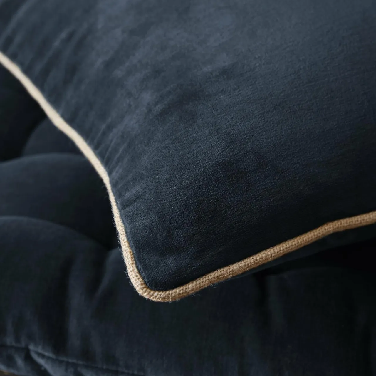 EMINZA Coussin carré velours de coton (45 x 45 cm) Victor Bleu nuit Discount