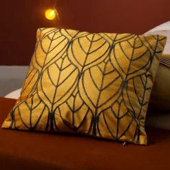 ATMOSPHERA Coussin carré velours (40 x 40 cm) Charly Jaune ocre Discount