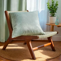 EMINZA Coussin carré velours (60 x 60 cm) Fern Vert sauge Outlet
