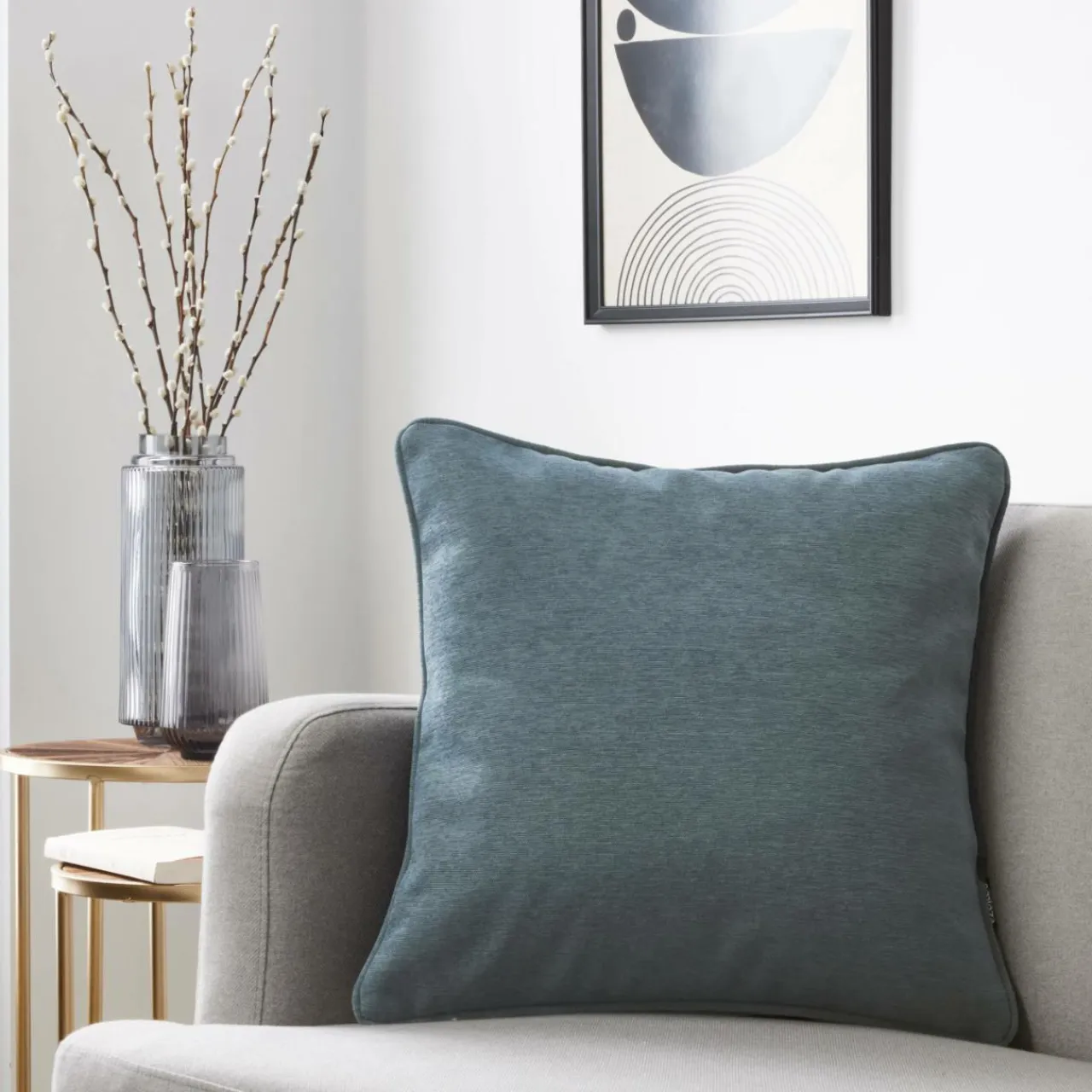 EMINZA Coussin carré (50 x 50 cm) Minuit Gris bleu Sale