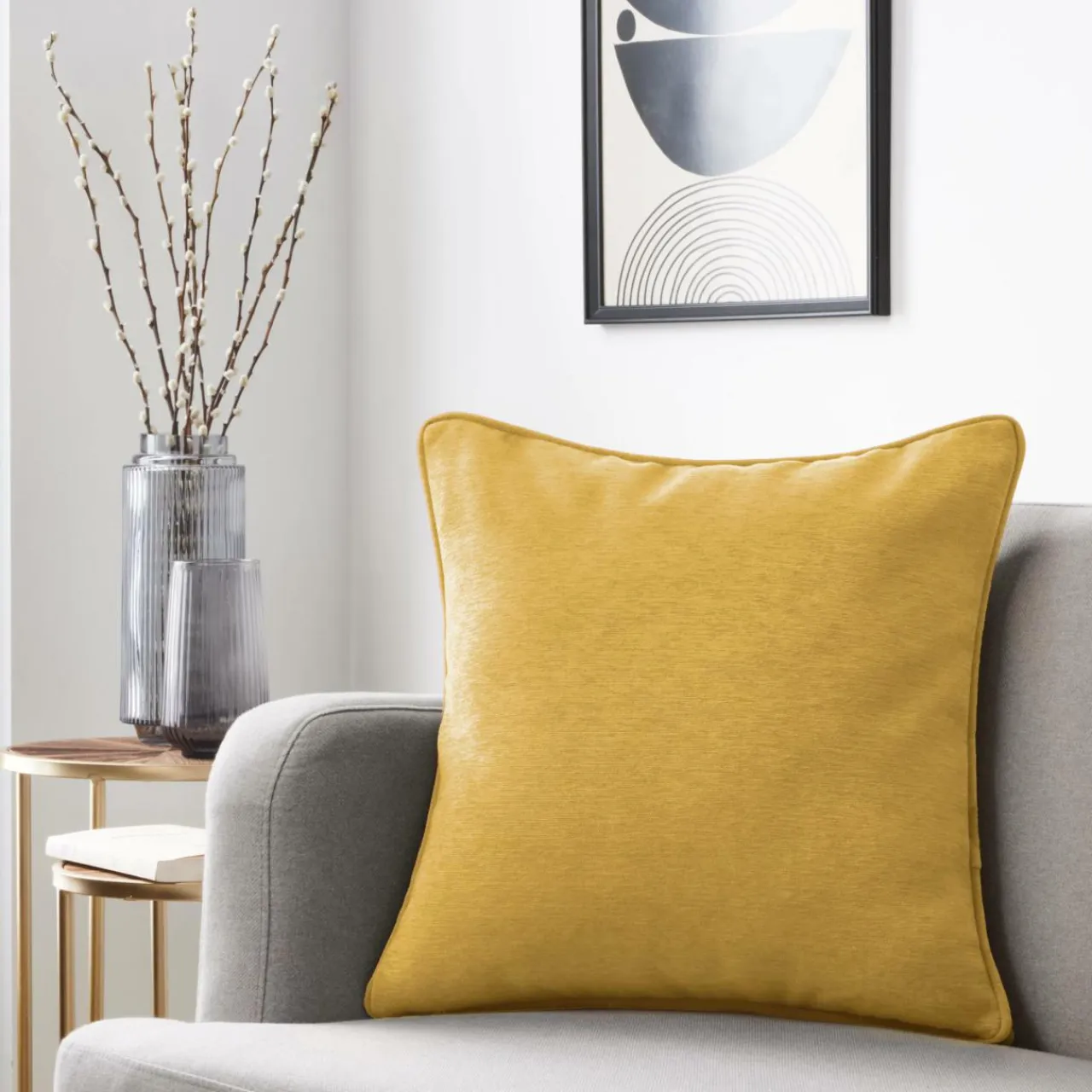 EMINZA Coussin carré (50 x 50 cm) Minuit Jaune ocre New