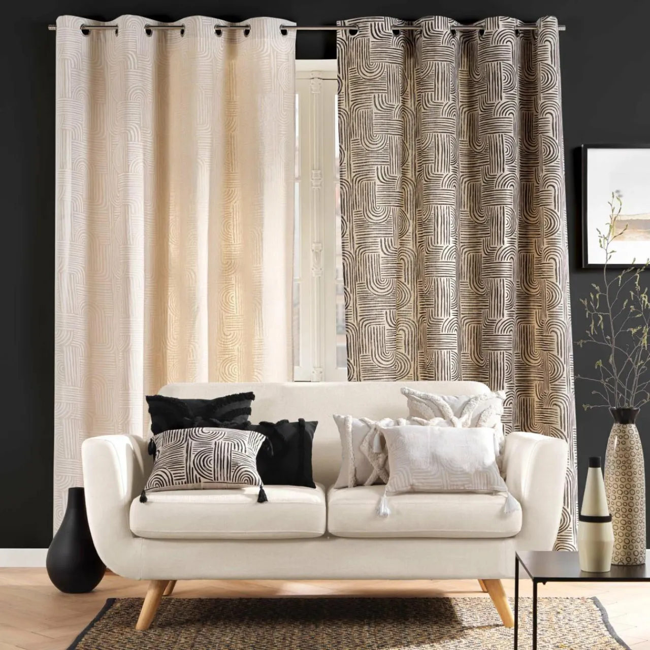 DOUCEUR D'INTERIEUR Coussin carré (45 x 45 cm) Pandore Noir New