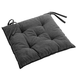 DOUCEUR D'INTERIEUR Coussin de chaise carré coton recyclé Mistraline Gris Anthracite New