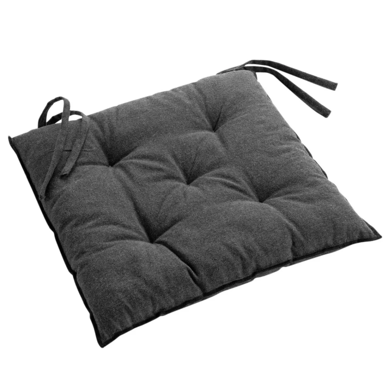 DOUCEUR D'INTERIEUR Coussin de chaise carré coton recyclé Mistraline Gris Anthracite New