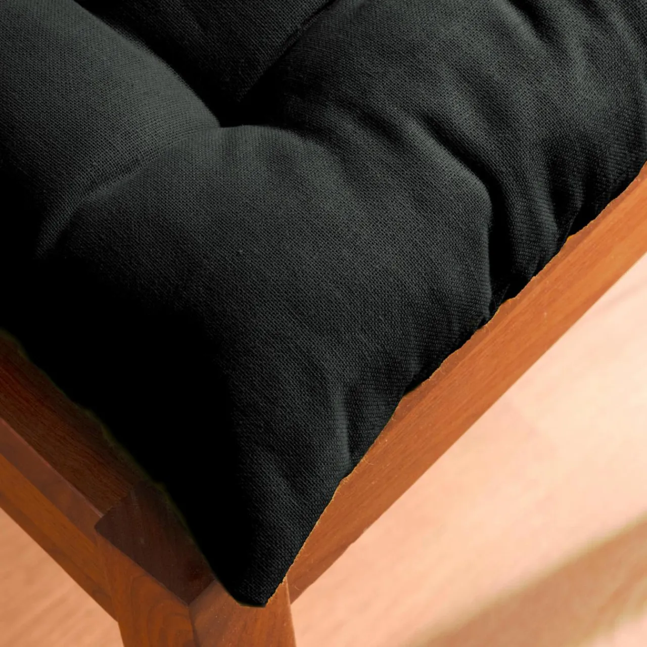 EMINZA Coussin de chaise carré coton (40 x 40 cm) Pixel Noir Discount
