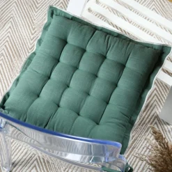 STOF Coussin de chaise carré coton (38 x 38 cm) Helios Vert