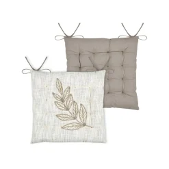 STOF Coussin de chaise carré coton (38 x 38 cm) Hemera Ecru New
