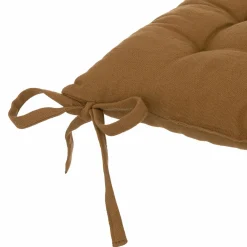 ATMOSPHERA Coussin de chaise carré coton ( 38 x 38 cm) Anjali camel Marron New