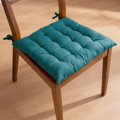 EMINZA Coussin de chaise carré coton (40 x 40 cm) Pixel Bleu canard Hot