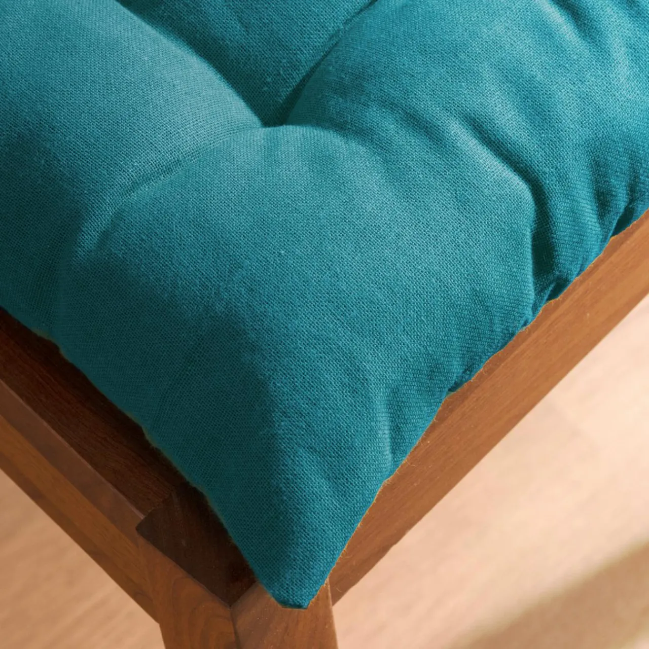 EMINZA Coussin de chaise carré coton (40 x 40 cm) Pixel Bleu canard Hot