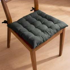 EMINZA Coussin de chaise carré coton (40 x 40 cm) Pixel Gris Anthracite Clearance