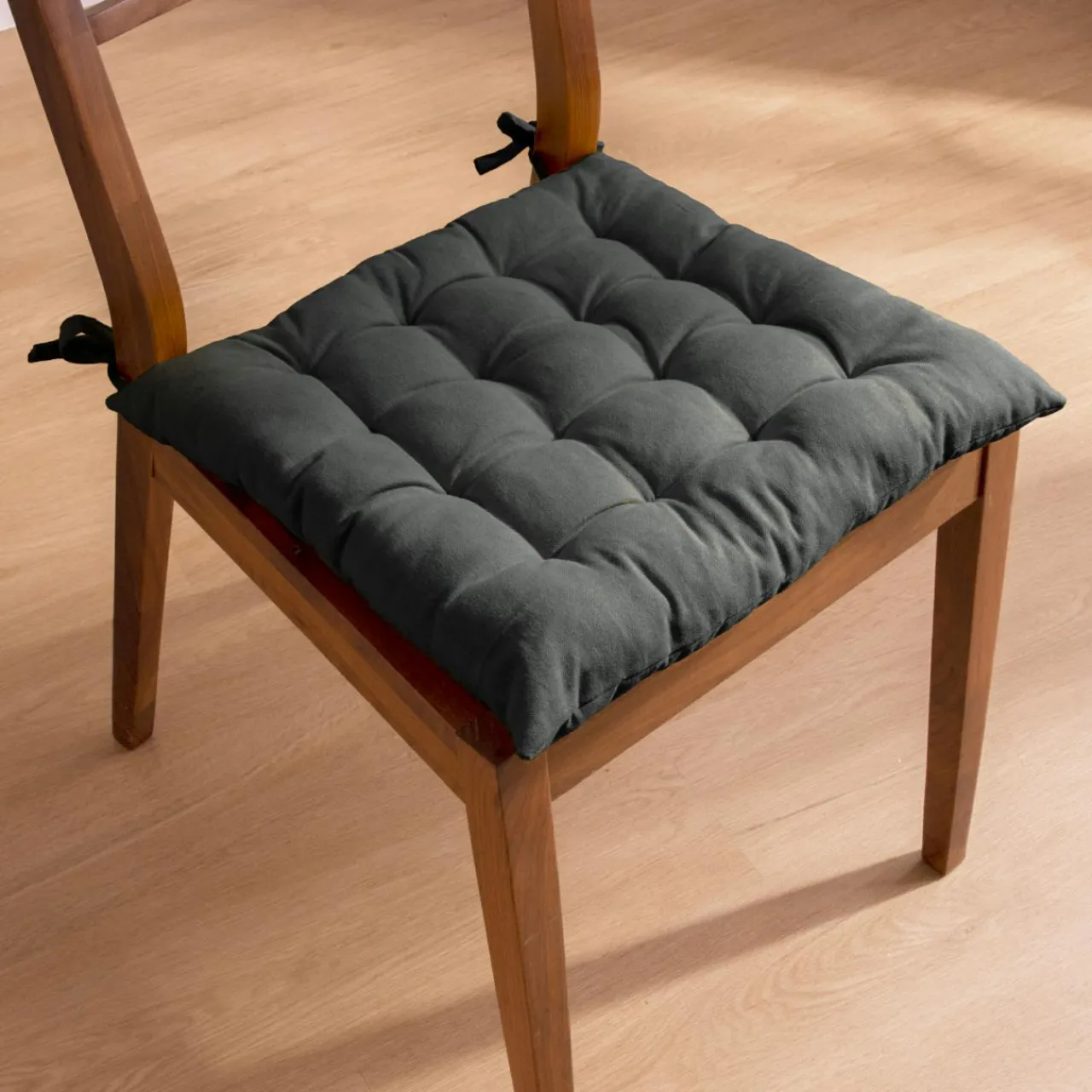 EMINZA Coussin de chaise carré coton (40 x 40 cm) Pixel Gris Anthracite Clearance