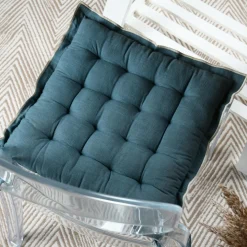 STOF Coussin de chaise carré coton (38 x 38 cm) Helios Bleu Discount