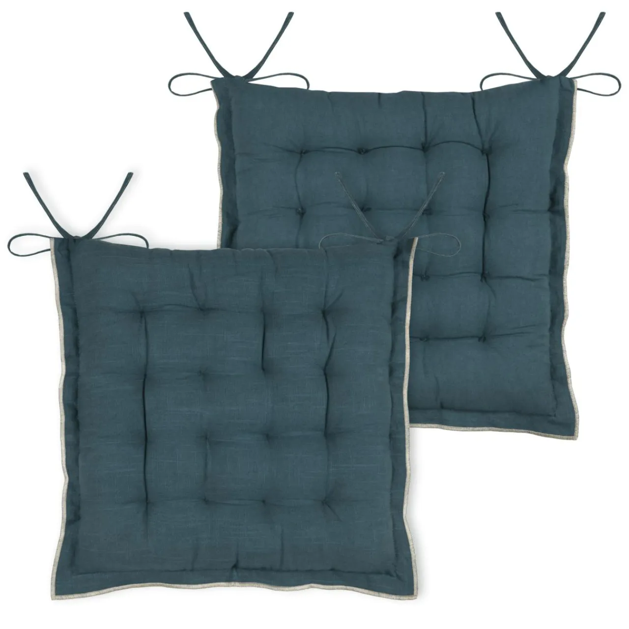 STOF Coussin de chaise carré coton (38 x 38 cm) Helios Bleu Discount