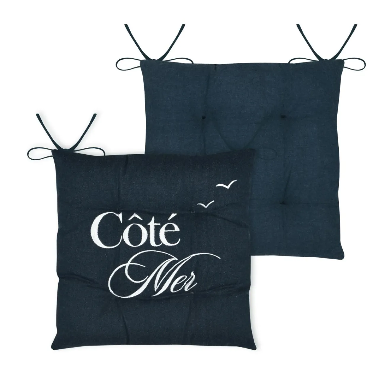 STOF Coussin de chaise carrée coton (38x38 cm) Bordemer Bleu marine Sale