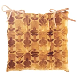 Atmosphera, cru017dateur d'intu017drieur Coussin de chaise carré velours (38 x 38 cm) Luna Jaune ocre Sale