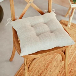 Atmosphera, cru017dateur d'intu017drieur Coussin de chaise carré (38 x 38 cm) Clem lin Beige