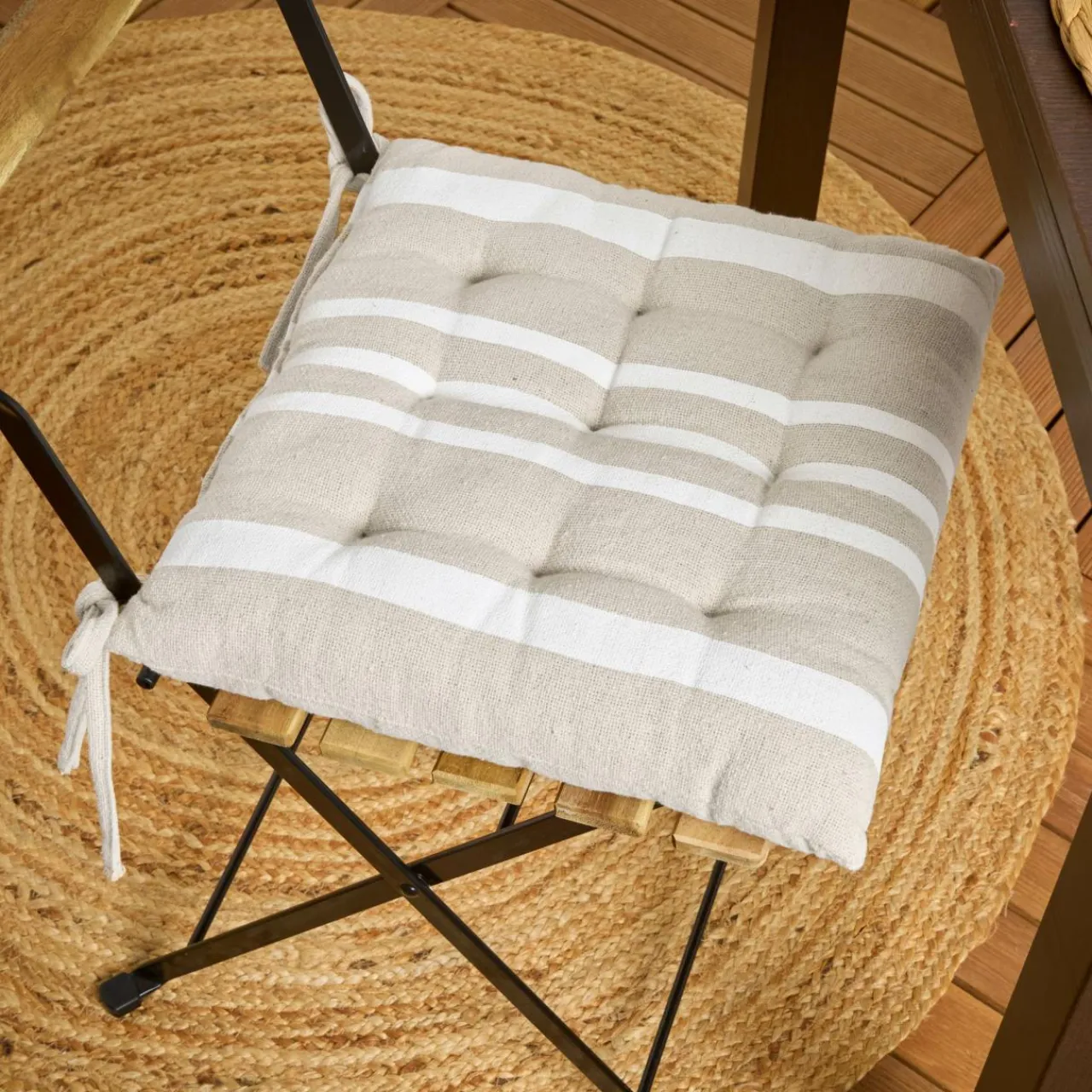 EMINZA Coussin de chaise extérieur carré (38 x 38 cm) Nautira Ecru Sale