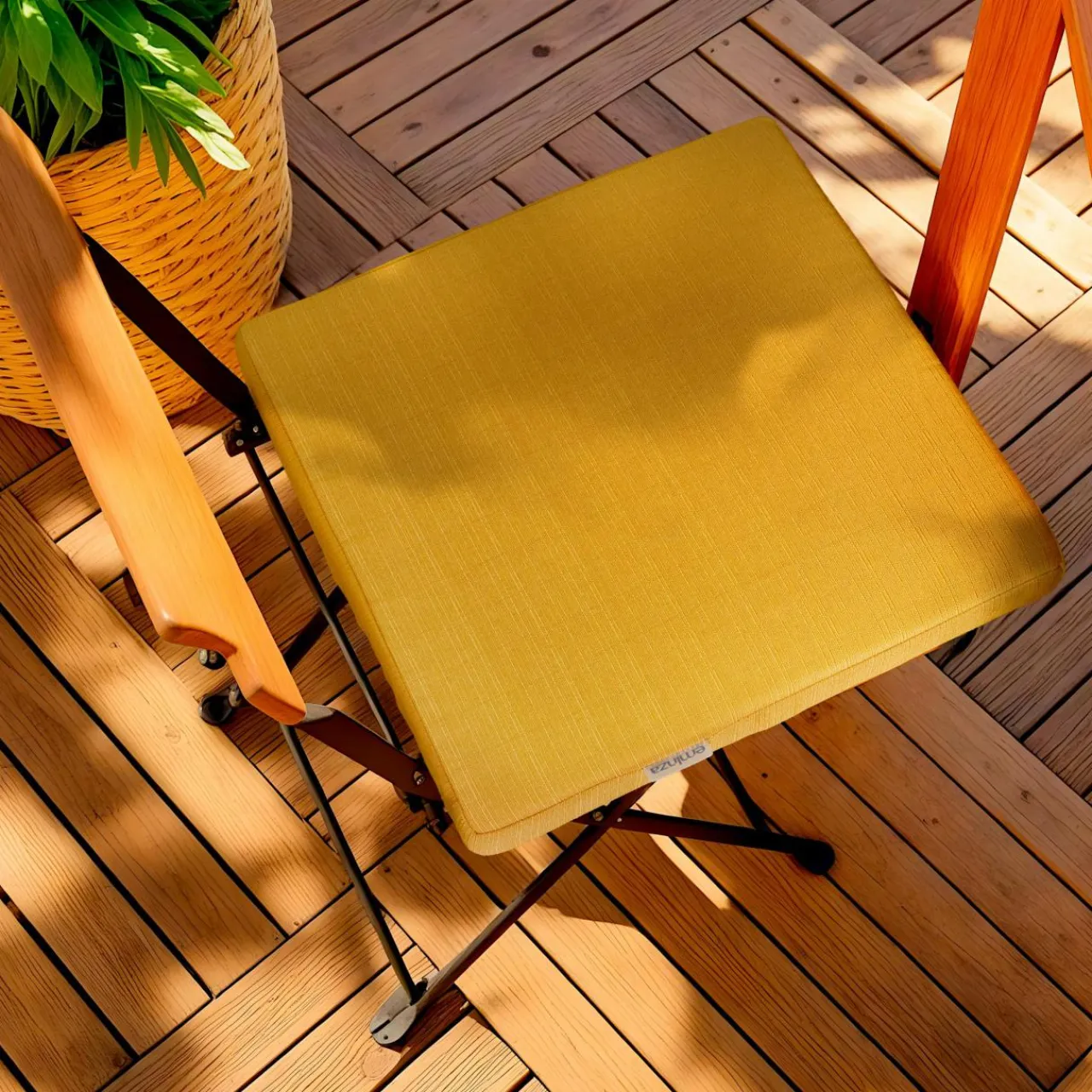 EMINZA Coussin de chaise extérieur carré (40 x 40 cm) Sunset Jaune moutarde Discount