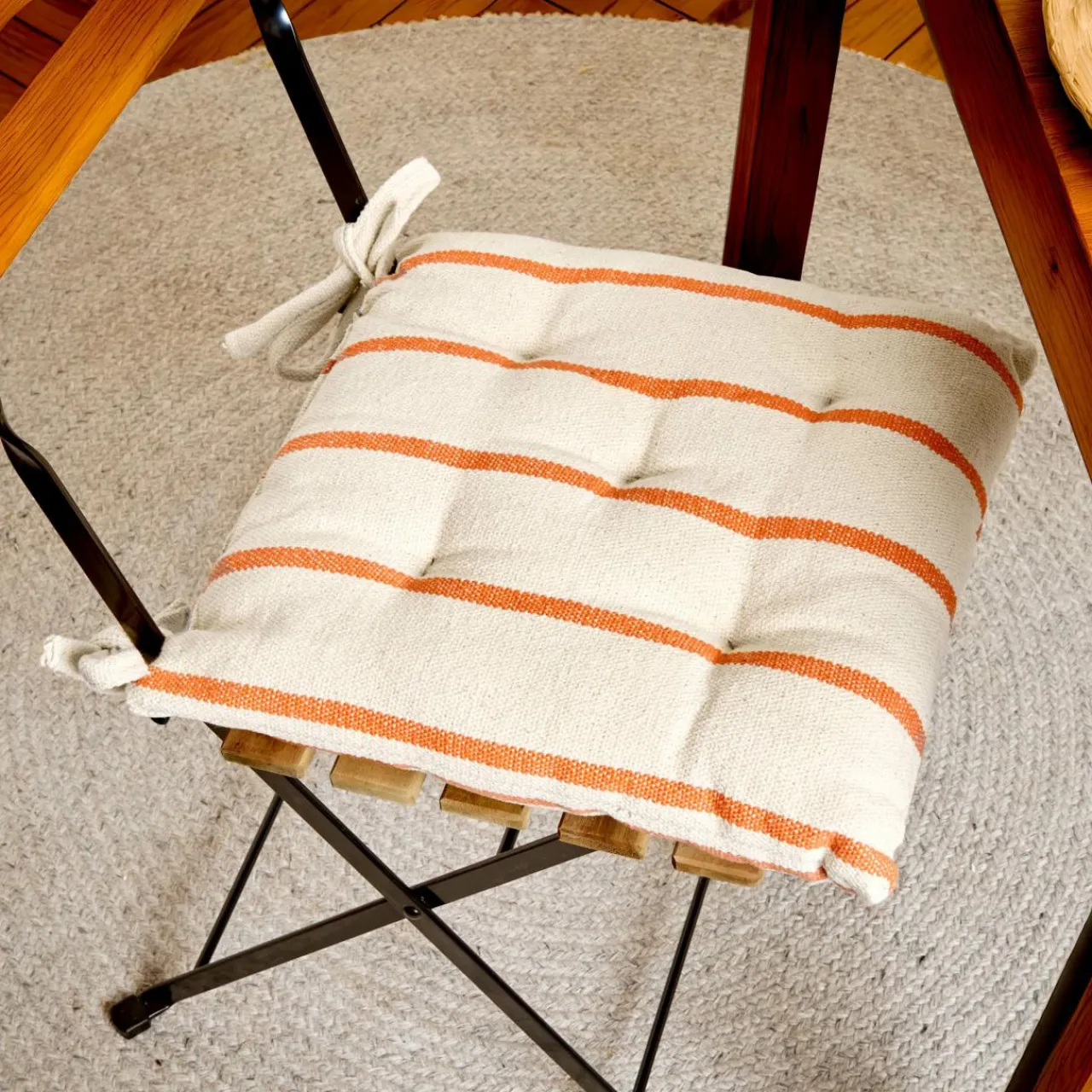 EMINZA Coussin de chaise extérieur toile de coton (40 x 40 cm) Ocealys Corail Orange Discount