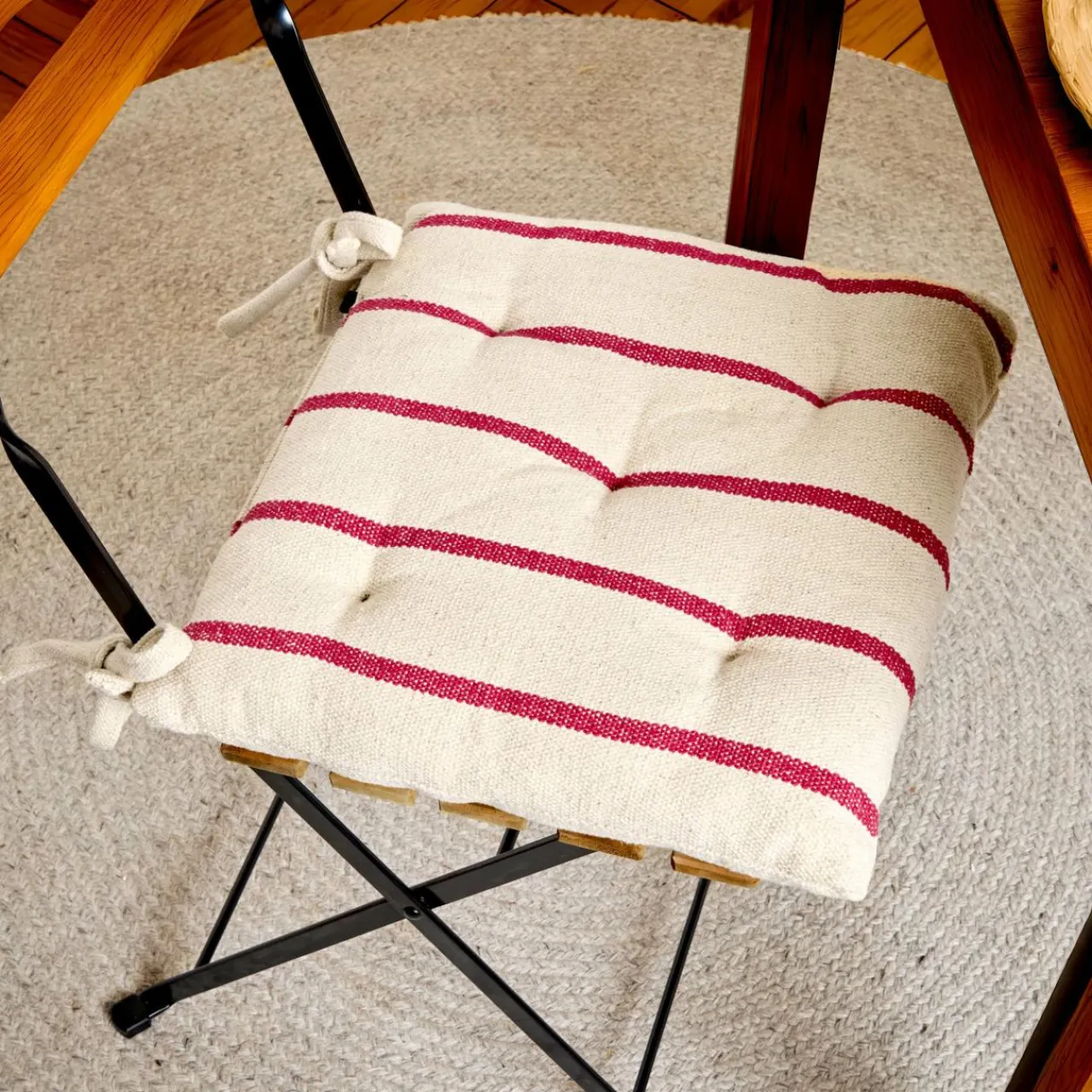 EMINZA Coussin de chaise extérieur toile de coton (40 x 40 cm) Ocealys Rouge Outlet