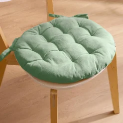 EMINZA Coussin de chaise rond coton (40 cm) Pixel Vert menthe Best
