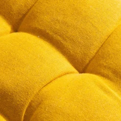 EMINZA Coussin de chaise rond coton (40 cm) Pixel Jaune moutarde