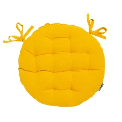 EMINZA Coussin de chaise rond coton (40 cm) Pixel Jaune moutarde
