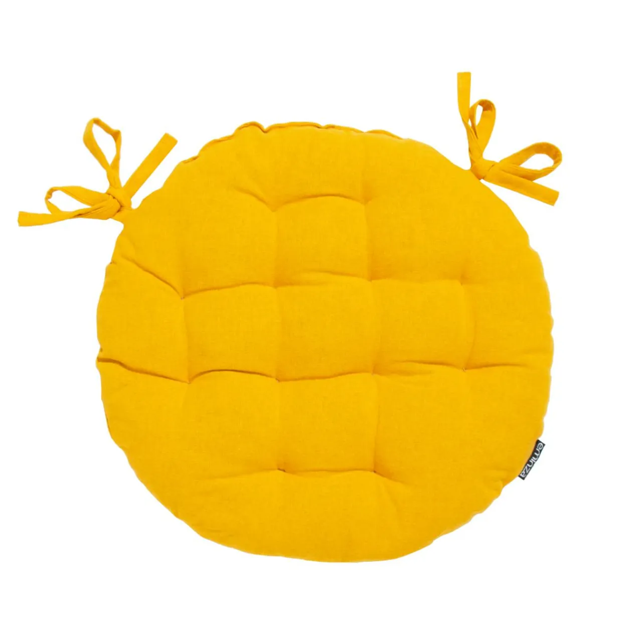EMINZA Coussin de chaise rond coton (40 cm) Pixel Jaune moutarde
